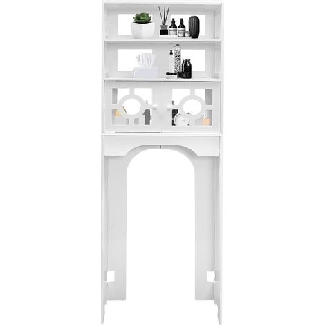 Meuble Toilette Meuble WC Au Dessus des Toilettes Cabinet de Toilette à 4 Niveaux avec 2 Poignées Armoire de Salle de Bain Meubles Toilettes WC Rangement (48 23 150cm) (1/5)