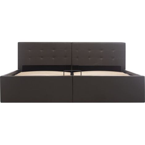 Lit coffre 160x200 simili cuir gris foncé capitonné Rundi (1/5)