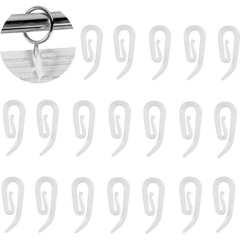 Crochets de rideaux en plastique pour Rails, 100 pièces, 28x12mm, Clips blancs pour rideaux de douche, rideaux, caravanes, accessoires pour la maison, bricolage (1/5)