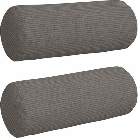 Deux coussins décoratifs, gris clair, de 15 x 40 cm de diamètre. (1/4)