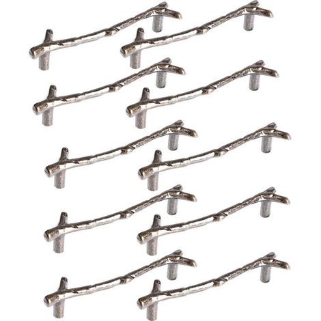 Tiradores para armario FOREHILL de 10 x 128 mm con forma de rama, fabricados en aleación de zinc con tornillos de bronce. (1/5)