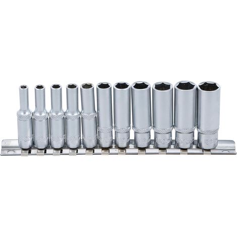 Jeu de douilles, six pans, longues 6,3 mm (1/4") 4-13 mm 11 pièces (1/4)