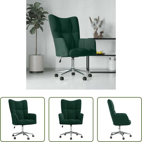 vidaXL Fauteuil réglable - Chaise de relaxation Vert foncé Velours (1/5)