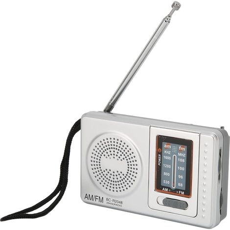 Cyslmuk – Radio portable AM/FM alimentée par piles – Antenne télescopique longue portée – Réception excellente et qualité sonore supérieure – Encombrement réduit, poids de seulement 79 g