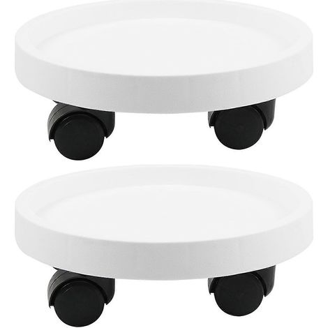 Plateau rond épais pour pots de fleurs, avec roulettes, résistant à l'usure, amovible, convient aux grands pots, blanc (1/5)