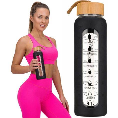 Bottiglia di vetro da 960 ml PTN SBW-01-960-7922 Nera (1/5)