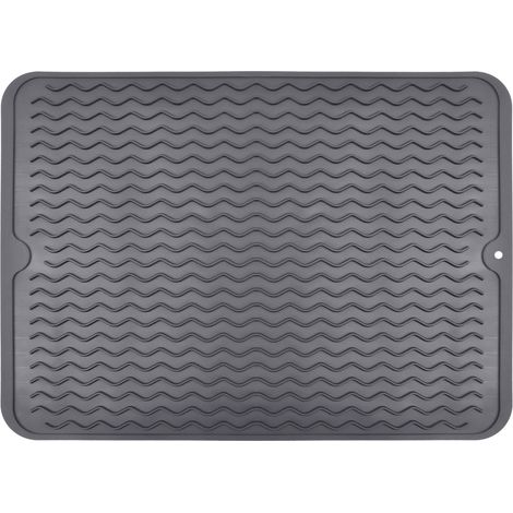 40x30 cm Tapis D'égouttage en Silicone, Égouttoir à Vaisselle Pliable Tapis de Séchage Vaisselle en Silicone Résistant à la Chaleur et Antidérapant Tapis égouttoir pour Cuisine (Gris) (1/5)
