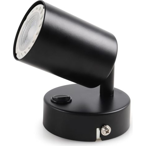 Applique murale spot orientable avec interrupteur, douille GU10, noir (1/5)