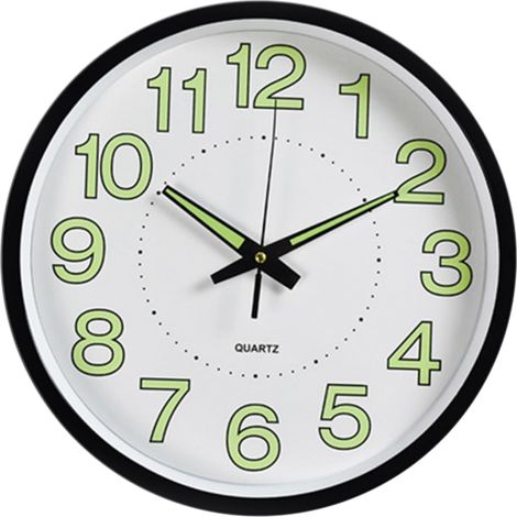 Dekorative runde Wanduhr mit leuchtender Digitalanzeige für Schlafzimmer, Wohnzimmer, Schwarz