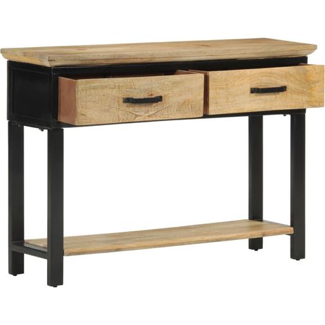 Table console，Table d'appoint，Bout de canapé，Meuble d'entrée 110x30x75 cm bois de manguier massif brut
