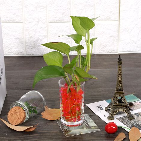 3000 billes de gel pour plantes aquatiques, fleurs, cristaux, terre, boue, perles d'eau, décorations de mariage (rouge) (1/5)