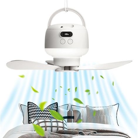 Ventilateur Lumière Rafraîchisseur Rechargeable Ajustable 1 200 mAh Ventilateurs de Camping pour Tentes pour Cuisine Maison Intérieur Gazebos Terrasses Auvents Plages Dortoirs Camping (1/5)
