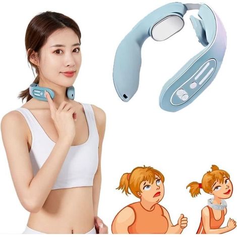 Appareil de massage lymphatique des points d'acupuncture du cou EMS, masseur du cou de drainage lymphatique avec 12 modes USB (1/4)