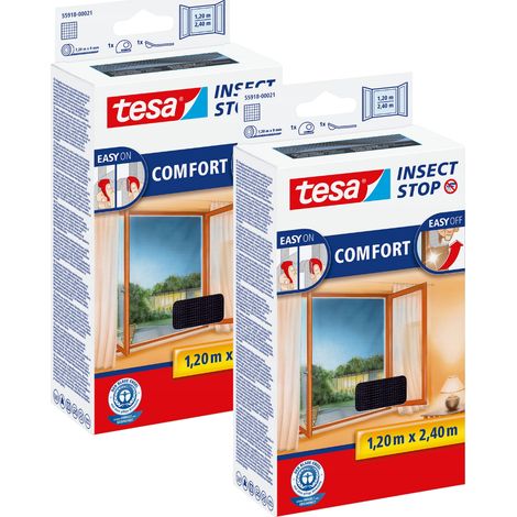 Zanzariera per finestre TESA con chiusura in velcro, 1,2x2,4 m (2 pezzi)