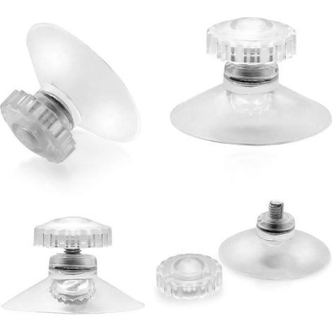 20 x Ventouse/Ventouses avec Filetage et écrous moletés Ø 45 mm, Transparentes, pour Voiture, Camping, vitre, Pare-Solei (1/4)