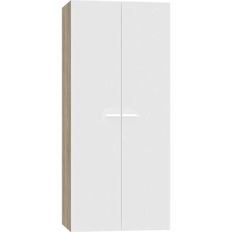 Armario ropero 2 puertas abatibles Tibet acabado roble cambrian/blanco, 79 cm(ancho) 180 cm(altura) 52 cm(fondo) (1/5)