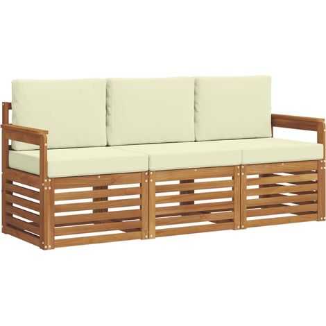 Juegos de sofás 3 pcs Natural y Crema Madera de Acacia Sólida vidaXL