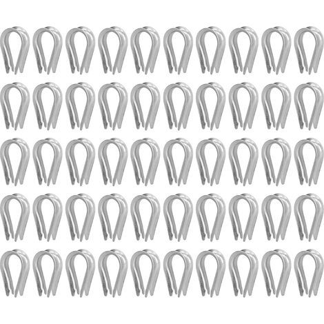 Lot de 50 cosses de câble métallique, autres fixations, outils de montage de câbles en acier inoxydable, cosses de gréement, cosses de voile (M4 (4 mm)) et autres fixations (1/5)