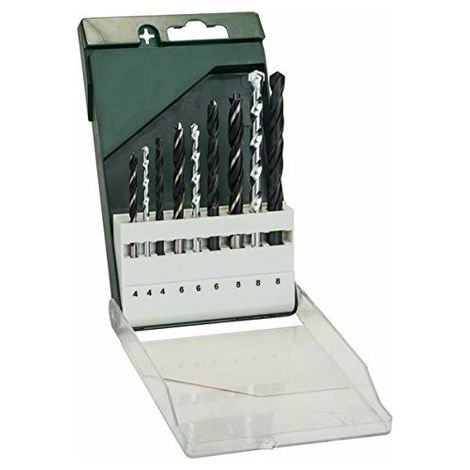 Bosch 2609255483 DIY - Set punte da trapano miste, metallo HSS-R/pietra/legno, 9 pezzi: 4 x 75, 6 x 93, 8 x 117/4 x 75, 6 x 100, 8 x 120/4 x 70, 6 x 92, 8 x 115 (1/5)