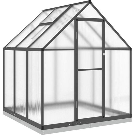 vidaXL Gewächshaus mit anthrazitfarbenem Grundrahmen 169x169x202 cm Aluminium