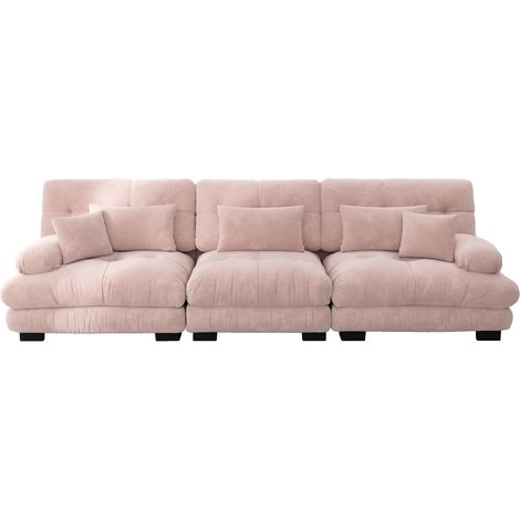 Canapé Modulaire d'angle 3 places Confortable Chenille Rose 313x77x81 cm ZIPSOFA (1/5)
