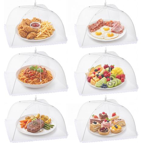 6pcs Cloche Alimentaire Pliable Anti-Mouche Couvercle de Nourriture en Maille Pliant Tente Parapluie Anti-Insectes Anti-moustiques Protection pour Barbecue Pique-Nique Aliments 44x44x30 cm (1/5)