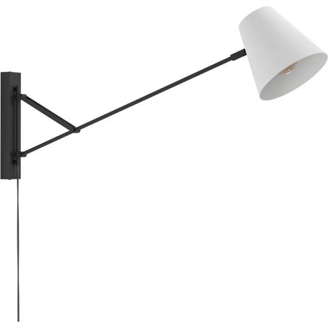 Lampe murale forcadet en acier noir, gris E27 1x40w L: 18 cm H: 40,5 cm avec interrupteur de câble (1/3)