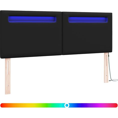 Maison Exclusive - Cabecero LED Negro 144 cm Cuero sintético
