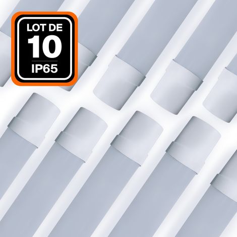 LOT DE 10 RÉGLETTES LED 36W 120CM ÉTANCHE IP65 BLANC NEUTRE