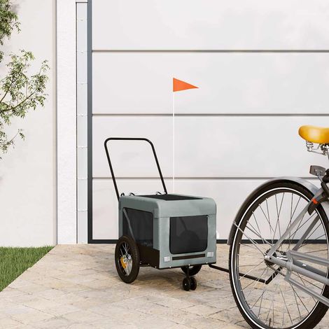 vidaXL Remolque de bicicleta mascotas hierro tela Oxford gris negro (1/5)