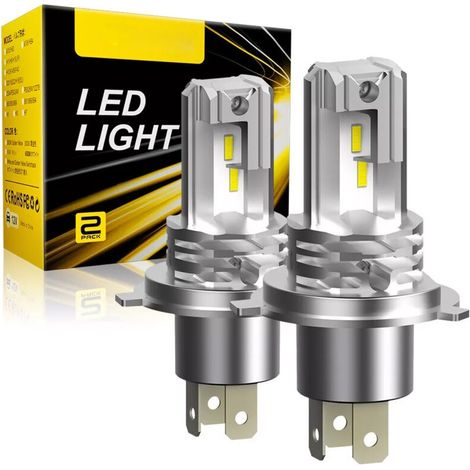 Ampoule LED H4 6500K Lumière Blanche Forte, 400% Plus Lumineuse,Adaptée Pour Ampoule De Phare De Voiture,DC 12V,1:1 Plug And Play (2 Ampoules) (1/5)