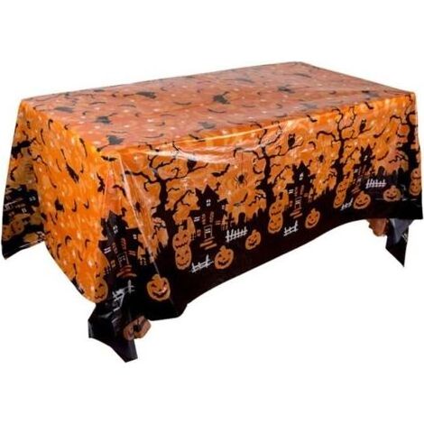 Nappe de décoration d'Halloween, 137 x 274CM Nappe citrouille d'Halloween Nappe de fête d'Halloween Nappe d'Halloween (1/4)