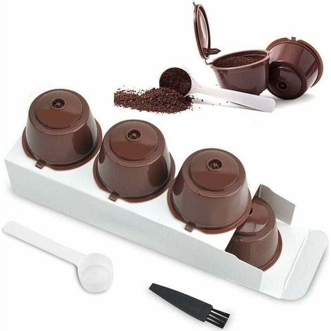 Capsules Réutilisables de Café pour Machines à Capsules Tasse Porte-Capsules avec Cuillère et Brosse Paquet de 3