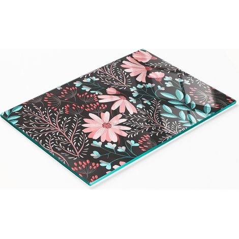 Piatto decorativo multifunzionale in vetro con fiori primaverili per la cucina, 80x52 cm. (1/5)