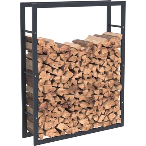Bc-elec - HHWPF0025 Holzablage aus schwarzem Stahl 125x100x25CM, Rack für Brennholz, Kaminholzablage. (1/4)