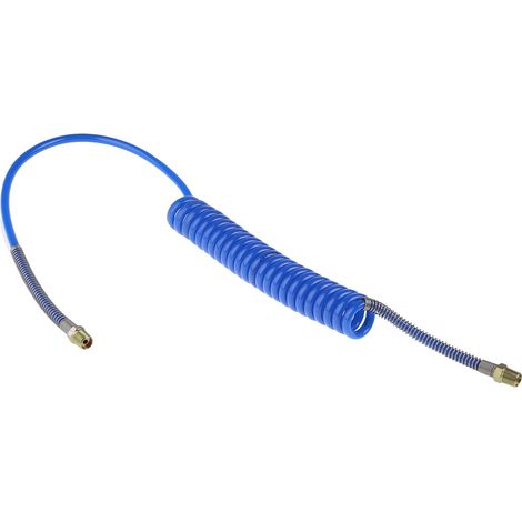Tuyau spiralé CPC, avec raccord BSPT 1/4 pouce mâle, Bleu, Diam.ext 8mm, Long. 2m ( Prix pour 1 ) (1/3)