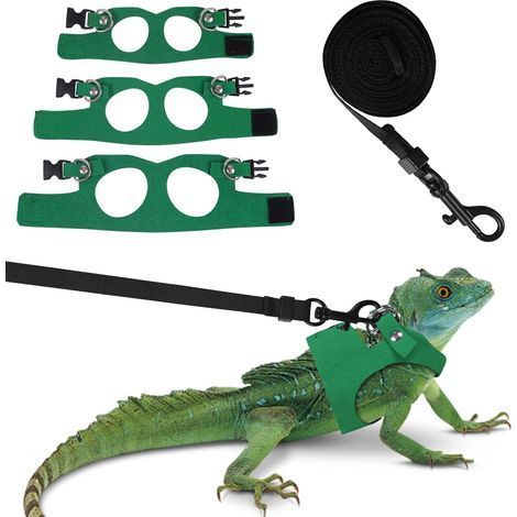 3 Harnais,Laisse Réglable,Cuir Souple,Reptiles,Petits Animaux,Extérieur (1/5)