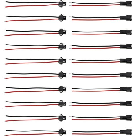 Lot de 10 paires de connecteurs SM-2 broches mâles et femelles de 10 cm de long pour modèles télécommandés, réparation de batterie, bande LED, lampe, jouets, modélisme (1/5)