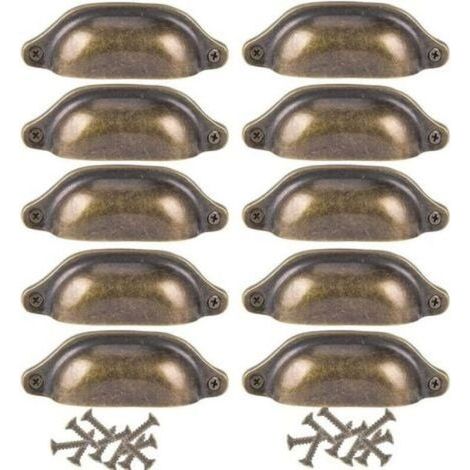 10Pcs Poignée Coquille Rétro Poignee de Meuble Vintage pour Placards Armoire Commode Tiroirs (1/5)