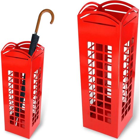 Portaombrelli in Metallo Design Quadrato Stand Rosso London (1/3)