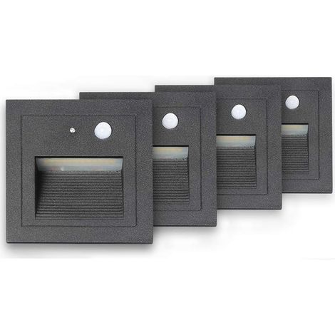 Spot encastrable extérieur 4 LED 3W – Détecteur de mouvement – Température de couleur 2800K – Indice de protection IP65 – Installation facile (1/5)