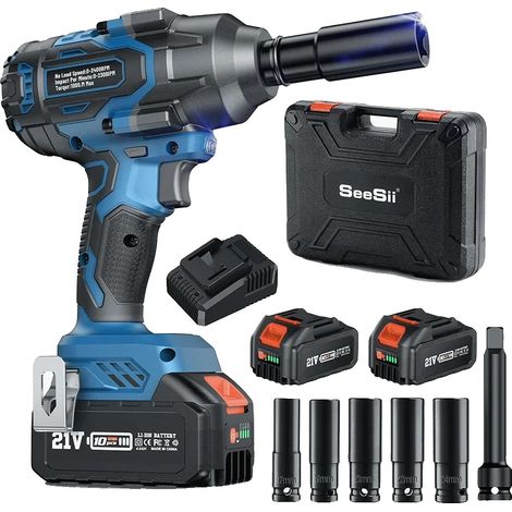 Clé à chocs, 1000 Nm de couple maximal, 2400 tr/min, 2 x 4,0 Ah batterie, 6300 g de poids, certifié CE (1/5)