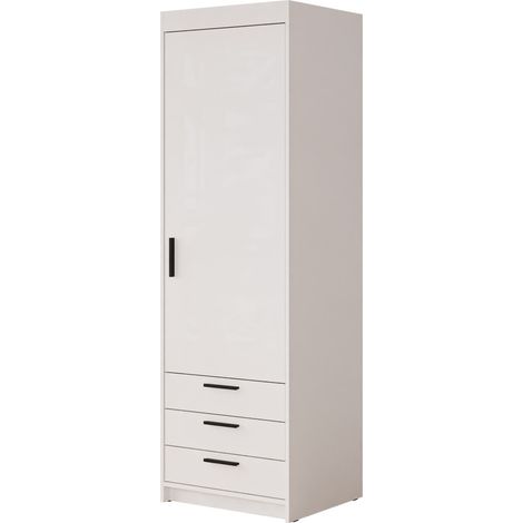 Étagère Novduni 110, Blanc, Avec des portes, Fermé, Avec tiroirs, Stratifié, Le nombre de portes: 0, Nombre de tiroirs: 0, 191x60x53cm