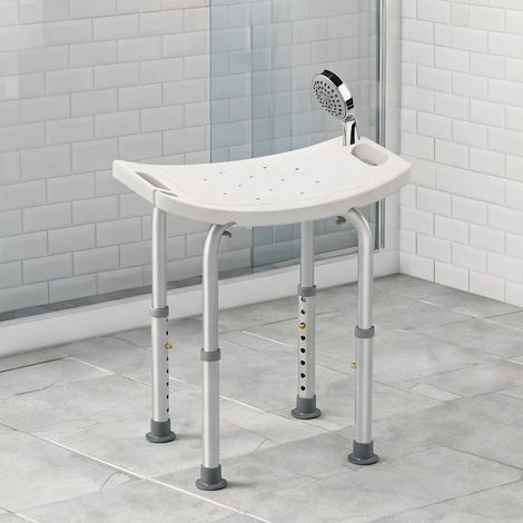 Tabouret de douche en aluminium et plastique PE réglable bianco (1/5)