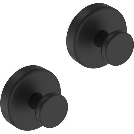 Suction Cup Hook - Vacuum Lock Technology - For Glass Mirror Smooth Tiles - 5 Kg Capacity - Black - 2 Pack (1/5)