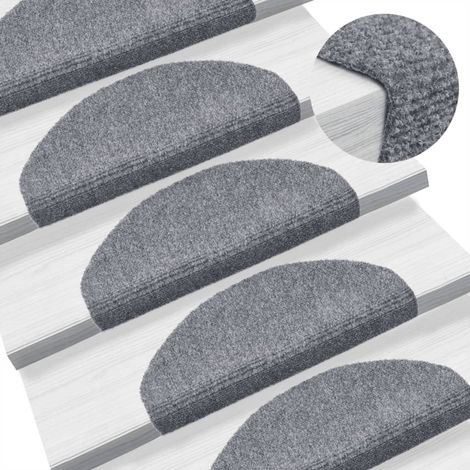 10 pcs Tapis autoadhésifs de marches, Tapis d'escalier, Marchettes D'escalier Gris clair 65x21x4 cm MKS62718 (1/5)