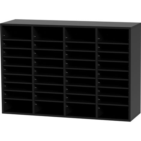 Mophorn Holz-Literatur-Organizer, 36 Fächer, Aktensortierer mit herausnehmbaren Regalen, Briefschlitz für Büro, Zuhause, Klassenzimmer, EPA-zertifiziert, Schwarz
