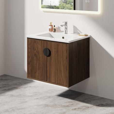 [JAMAIS UTILISE] HOROW 60cm Meuble sous vasque avec vasque à encastrer - Ensemble de meubles de salle de bain 2 pièces avec vasque et meuble sous-vasque (1/5)