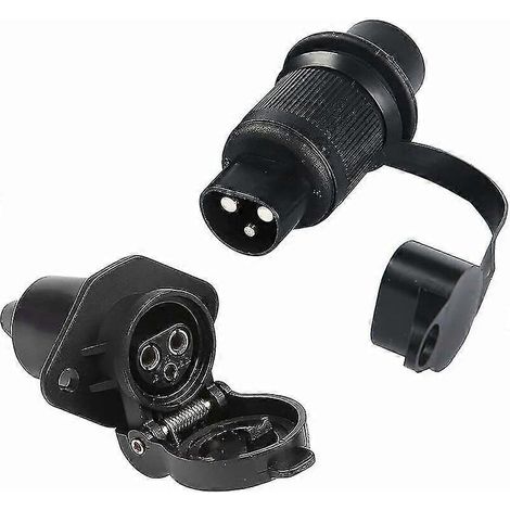 Prise et fiche de remorque 3 broches 12 V, connecteur électrique femelle 3 broches étanche, prise d'attelage mâle 3 broches pour matériel agricole.