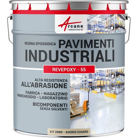 Vernice epossidica per pavimenti industriali - REVEPOXY TRAFFICO INTENSO - 25 kg (fino a 50 m² in 2 strati) Avorio Chiaro - RAL 1015 - ARCANE INDUSTRIES